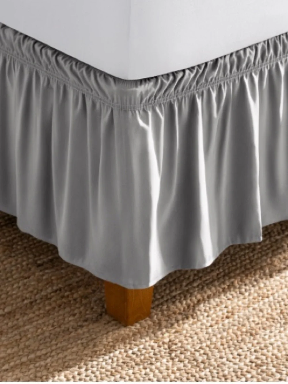 GRAY Wrap Around Bed Skirt Dust Ruffle 15” Drop Wrinkle-Free KING